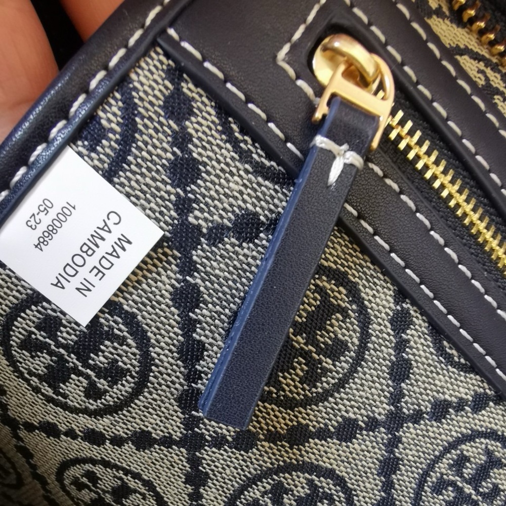 Tory Burch Elegant Navy Patterned Tote by [Brand] - Picture 6 of 7